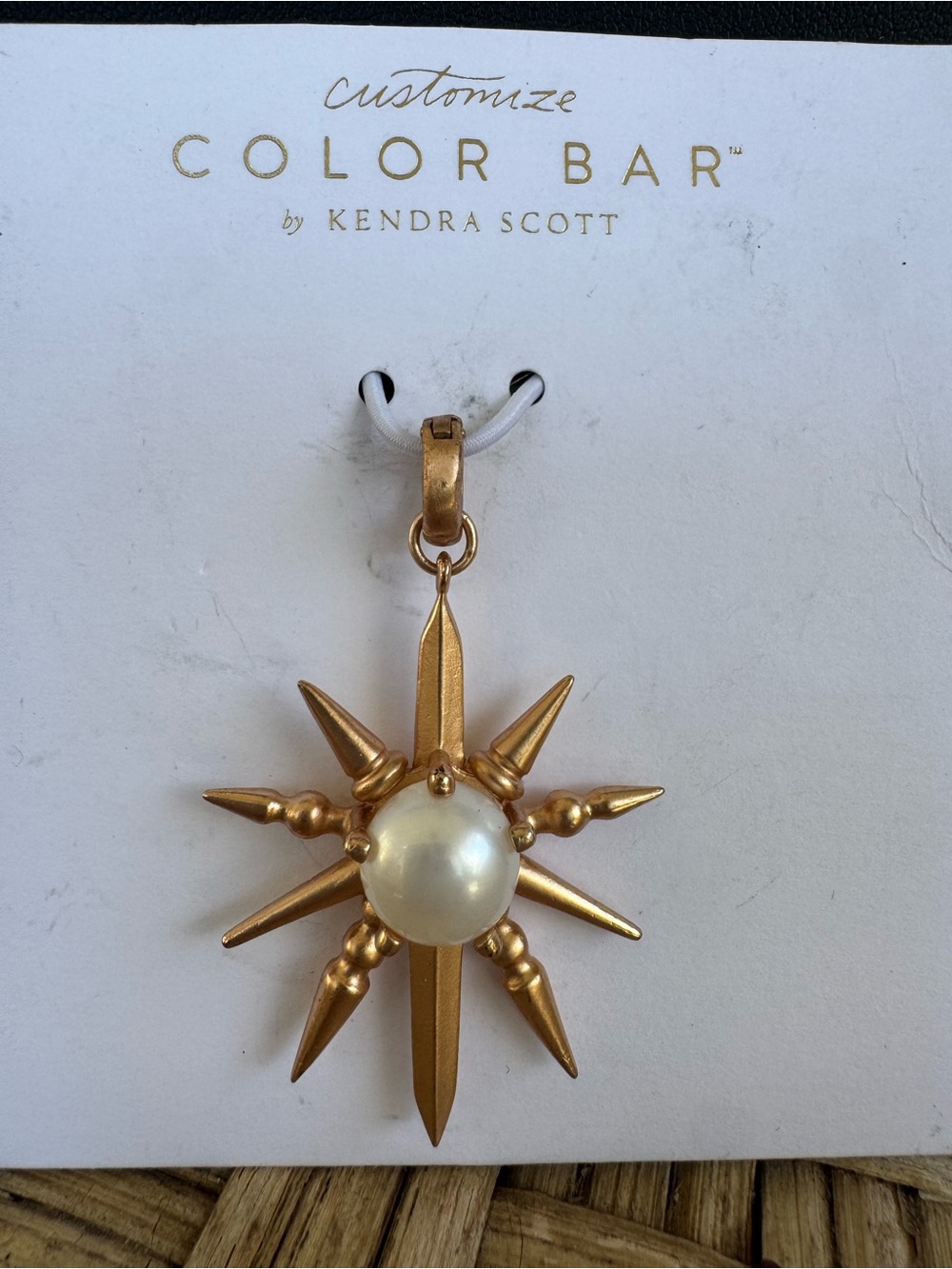 Kendra Scott Rose Gold Sunburst Pendant Charmwith Pearl Center